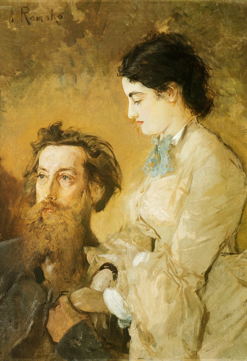 Heykeltıraş Reinhold Begas'ın eşiyle birlikte portresi by Anton Romako
