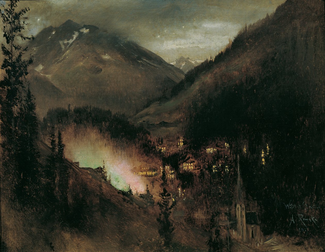 Akşamları Wildbad Gastein (Bengalce aydınlatma ile) by Anton Romako