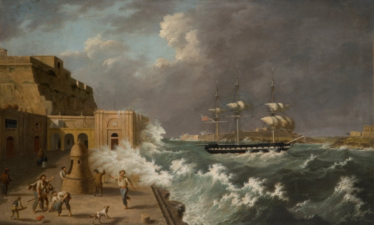 Liman Sahnesi, Malta (karttaki yağ) by Anton Schranz