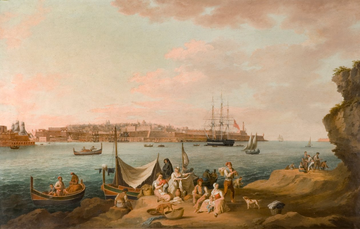 Liman Sahnesi, Malta (karttaki yağ) by Anton Schranz