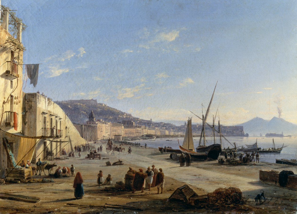 Arka planda Vezüv ile Napoli manzarası by Anton Sminck Pitloo