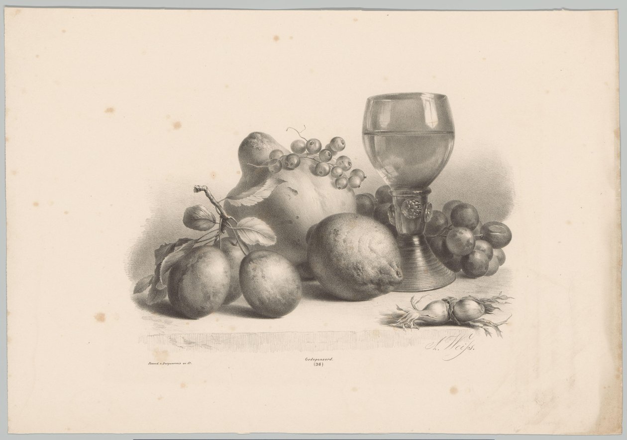 Cam, Erik, limon, üzüm ve fındık ile natürmort Çiçek ve Meyve Çalışmaları (...) 10. bölüm (dizi adı) by Anton Weiss