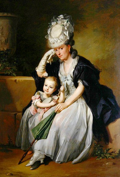 Sanatçının İkinci Karısı ve Oğlu by Anton Wilhelm Tischbein