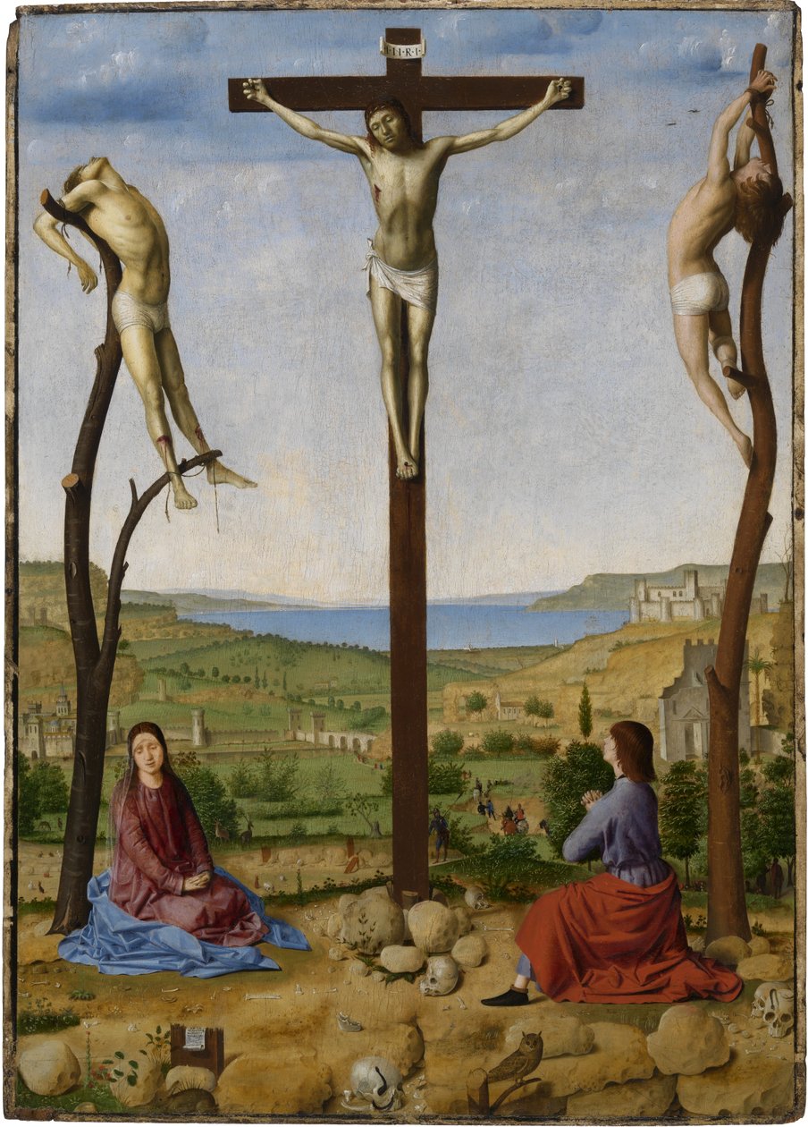 Aziz Meryem ve Aziz John Evangelist ile Çarmıha Gerilme by Antonello da Messina