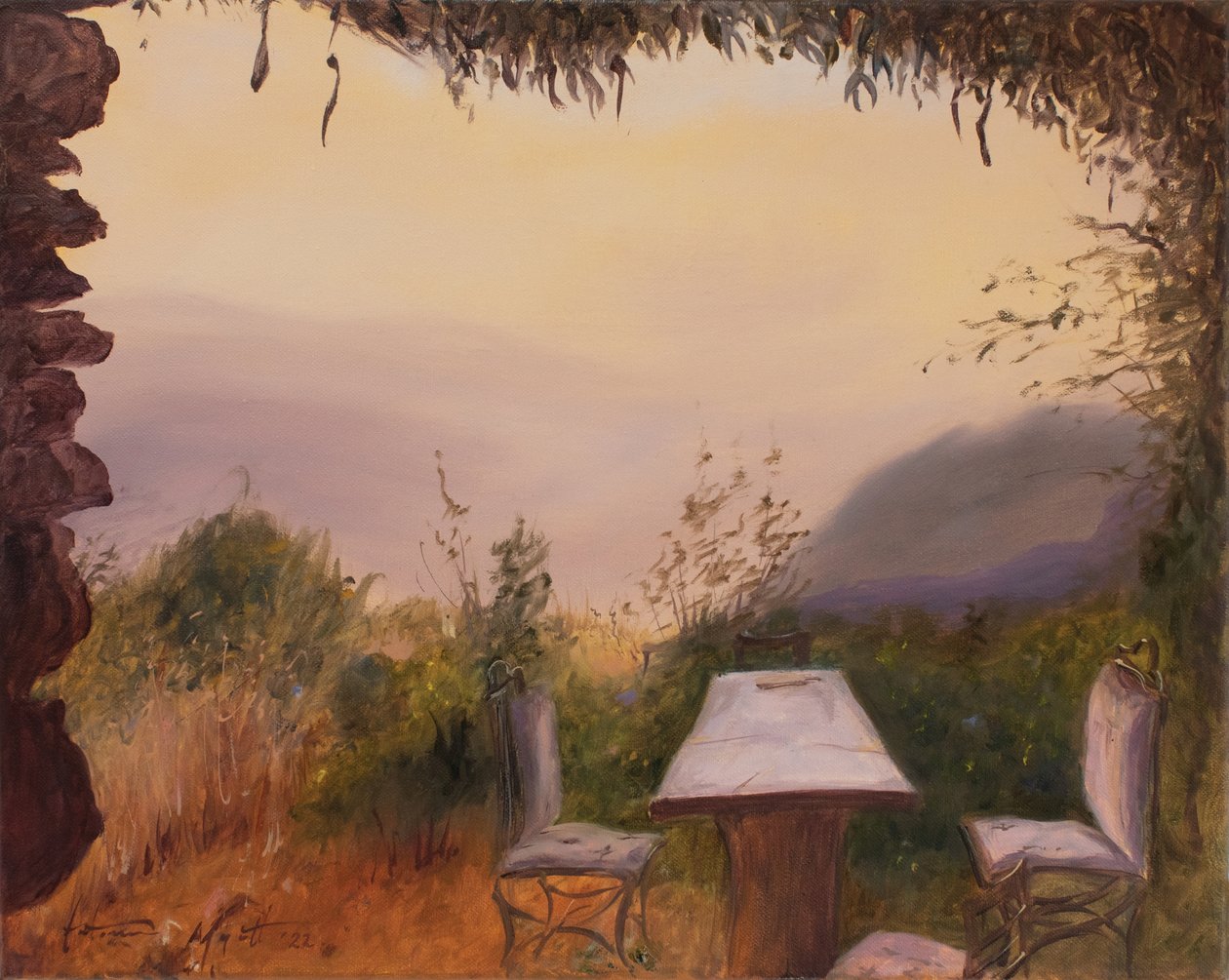 Kale manzarası, Sierra Nevada, İspanya, 2022 (tuval üzerine yağlı boya) by Antonia Myatt