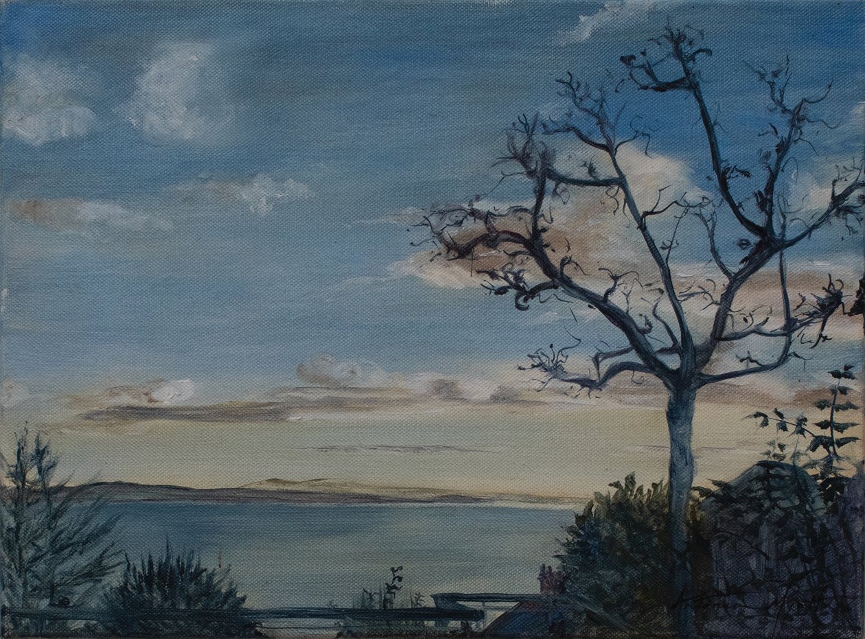 Ditchate Hill, Somerset, 2019 (tuval üzerine yağlı boya) by Antonia Myatt