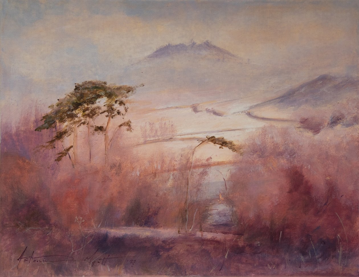 Donmuş Vadi, Somerset, 2023 (tuval üzerine yağlı boya) by Antonia Myatt