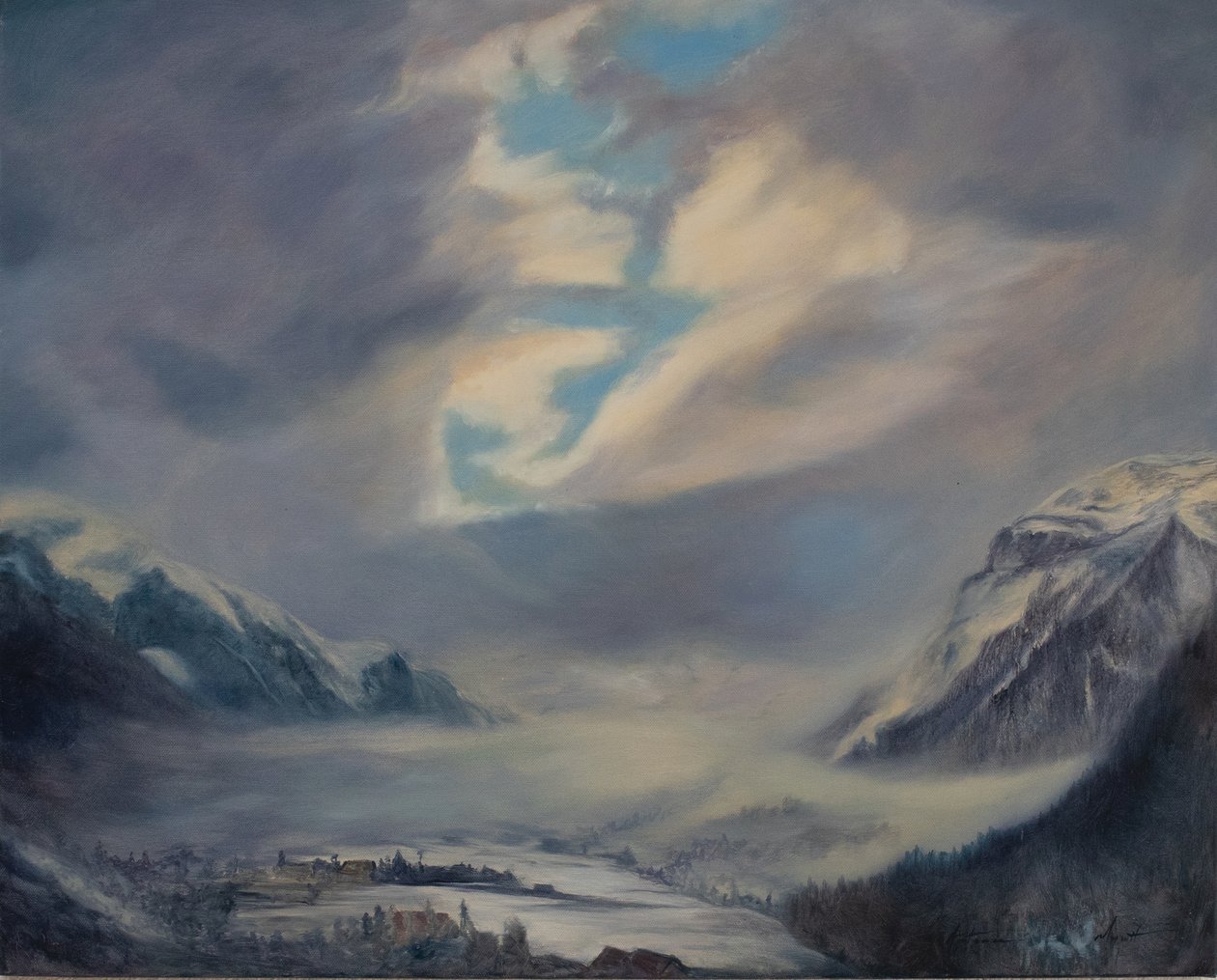 İsviçre Dağları, 2011 (tuval üzerine yağlıboya) by Antonia Myatt