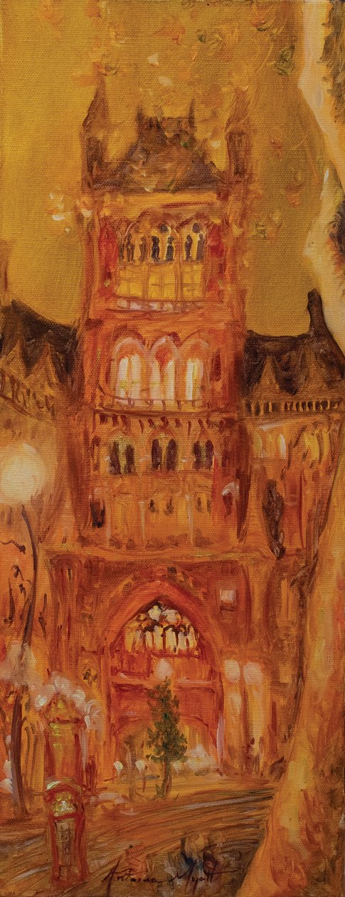 St Pancras İstasyonu, 2014 (tuval üzerine yağlı boya) by Antonia Myatt