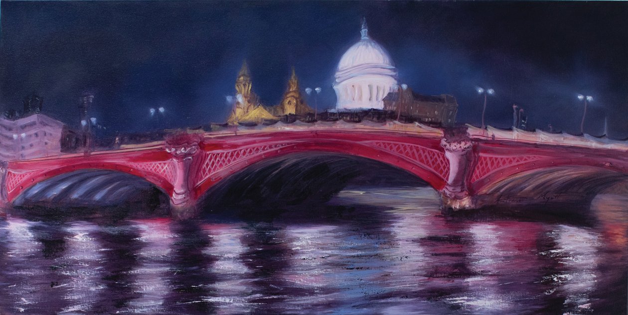 St Paul's, Blackfriars Köprüsü, 2013 (tuval üzerine yağlı boya) by Antonia Myatt