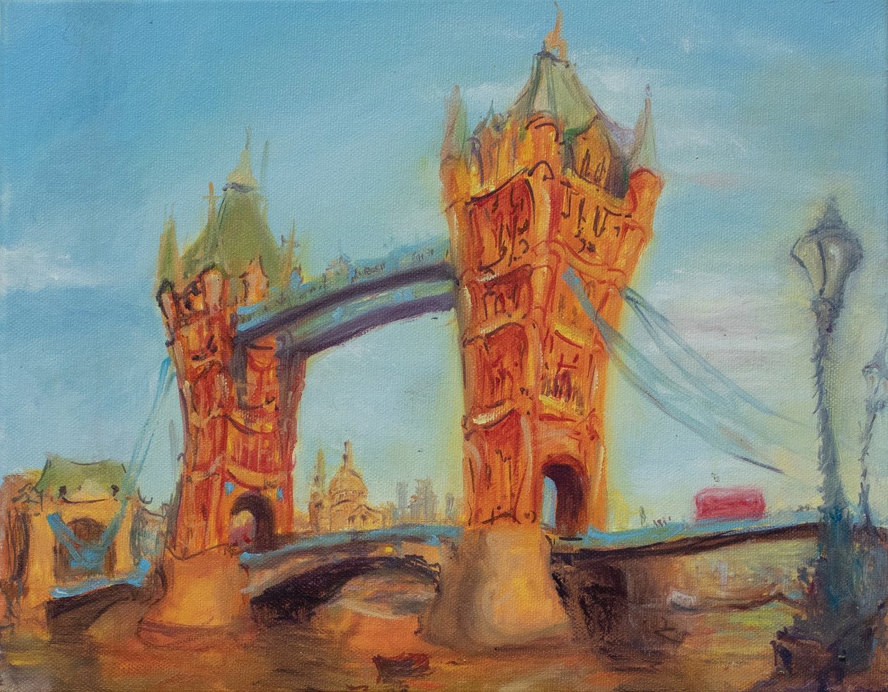 Kule köprü, çalışma, 2019 (tuval üzerine yağlı boya) by Antonia Myatt