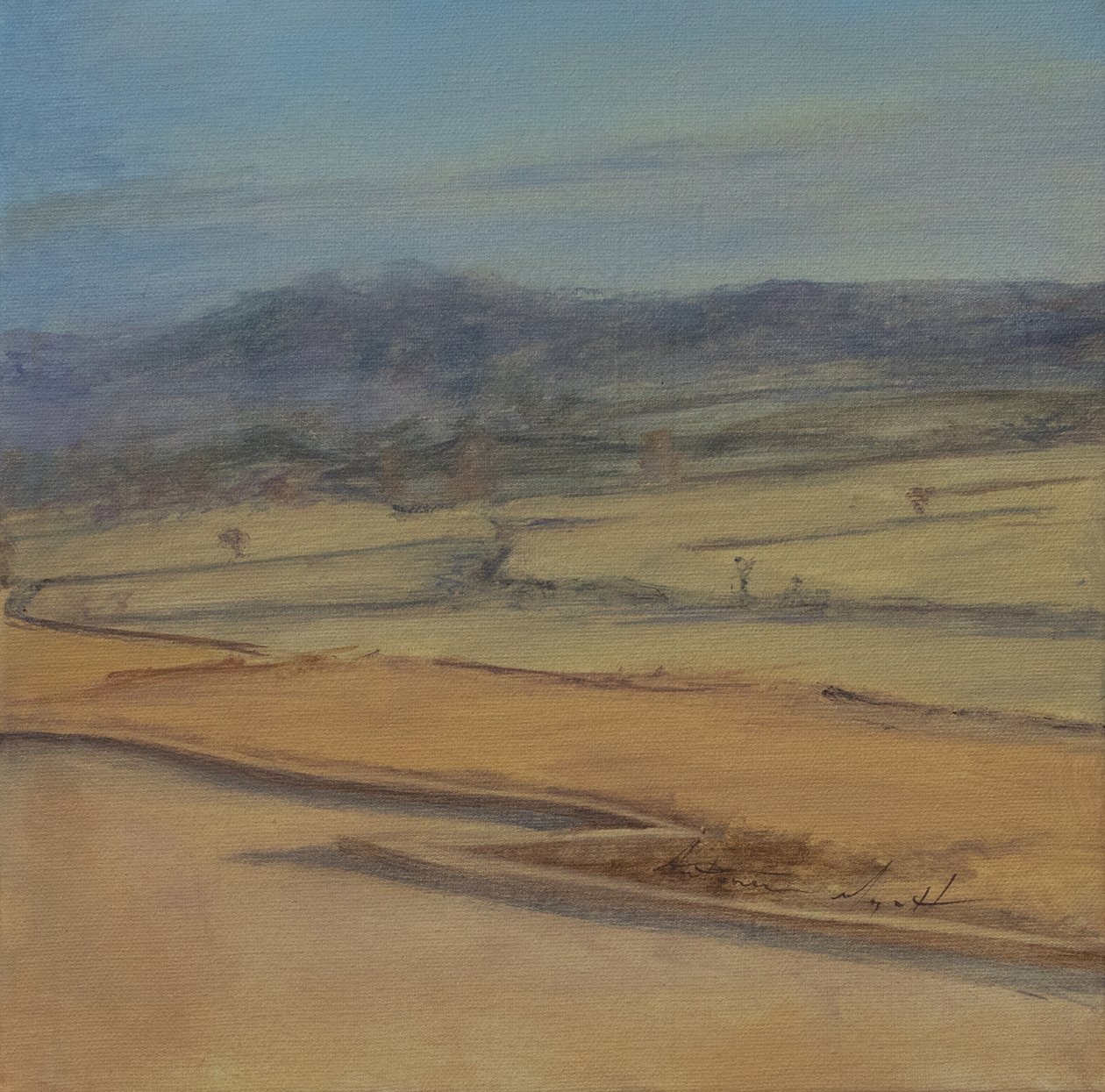 Zikzak çit, Somerset, 2022 (tuval üzerine yağlı boya) by Antonia Myatt