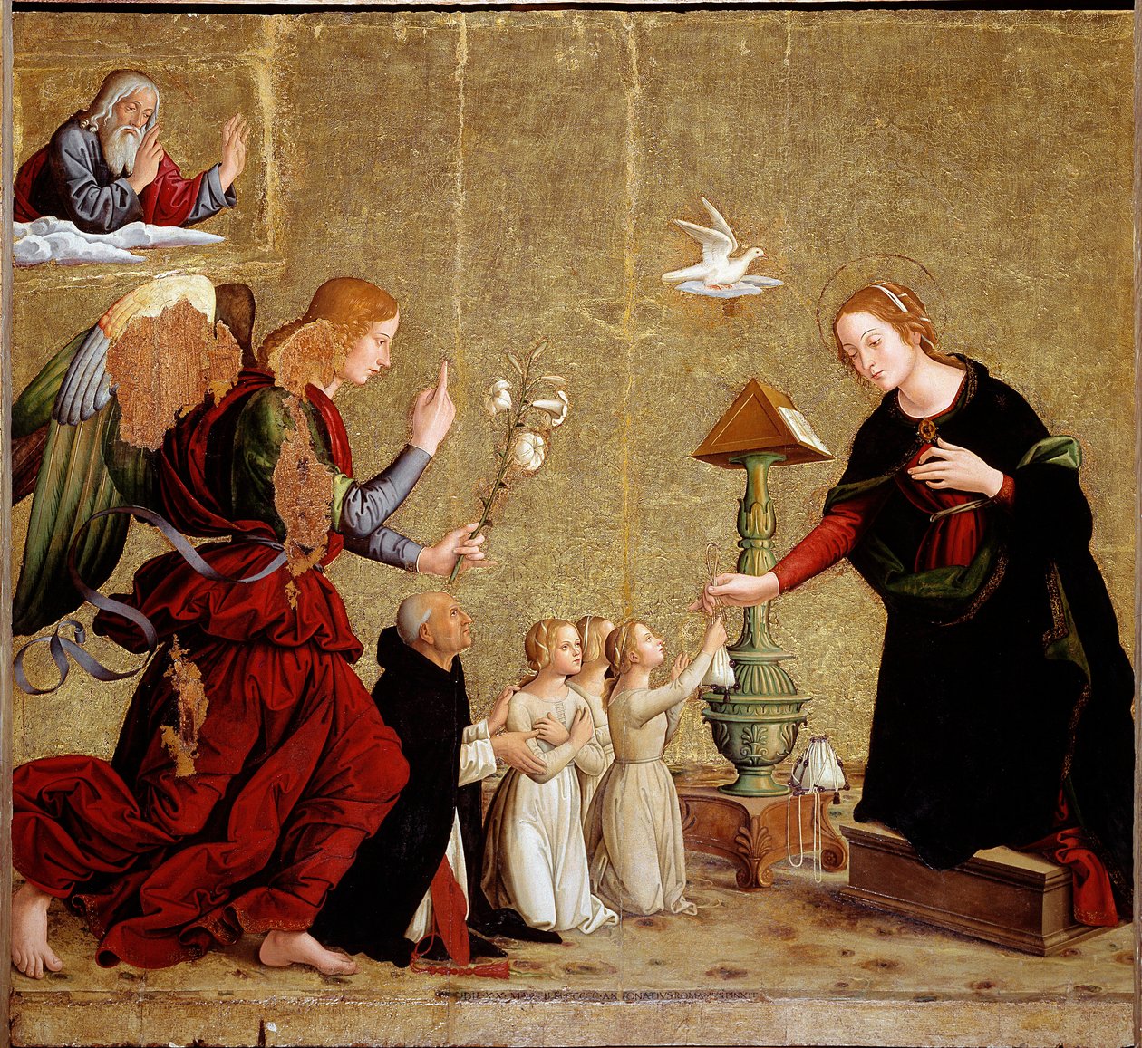 Kardinal Juan de Torquemada ile Müjde (resim, c.1460) by Antoniazzo Romano