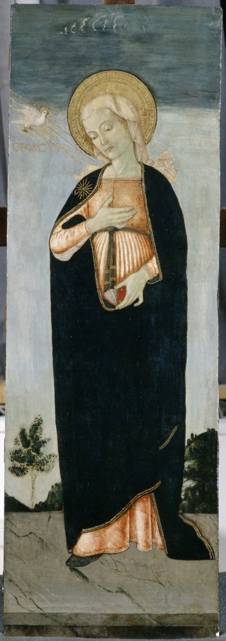Mary at the Müjde, c.1500 (kavak ağacı üzerinde tempera) by Antoniazzo Romano