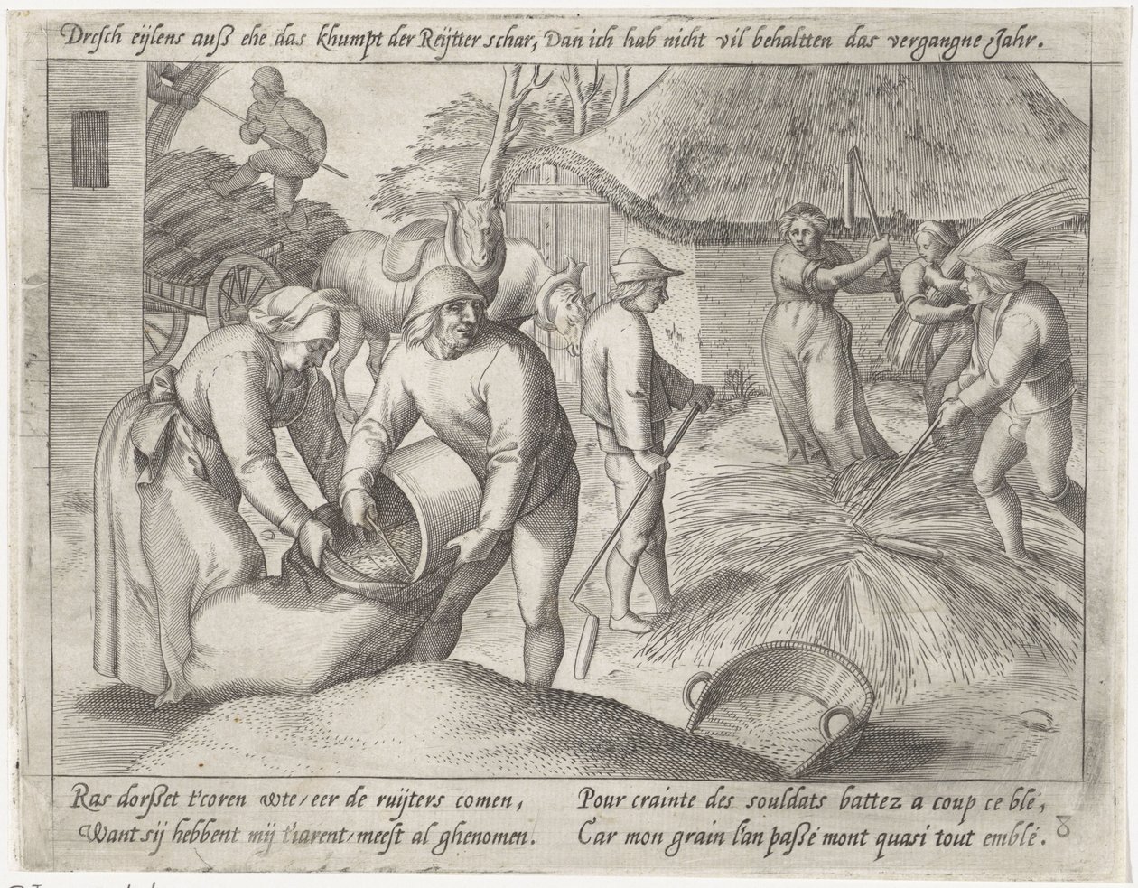 Tahıl harmanlamak Büyüyen tahıl (seri başlığı) by Antonie Wierix (II) (possibly)