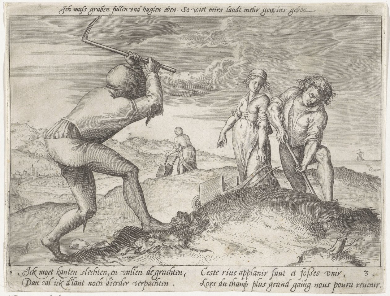 Araziyi tesviye etmek Büyüyen tahıl (seri başlığı) by Antonie Wierix (II) (possibly)