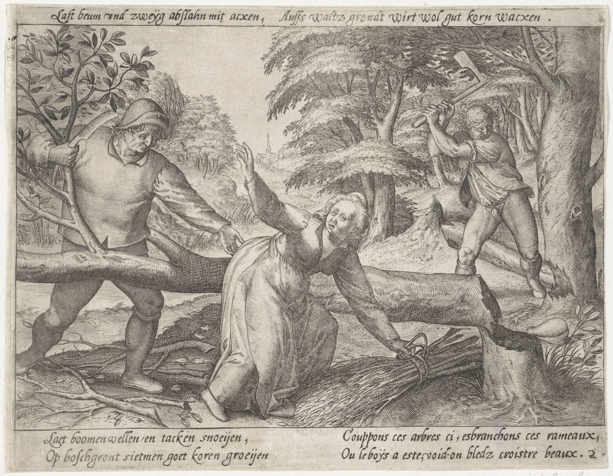 Ormanı temizlemek Büyüyen tahıl (seri başlığı) by Antonie Wierix (II) (possibly)