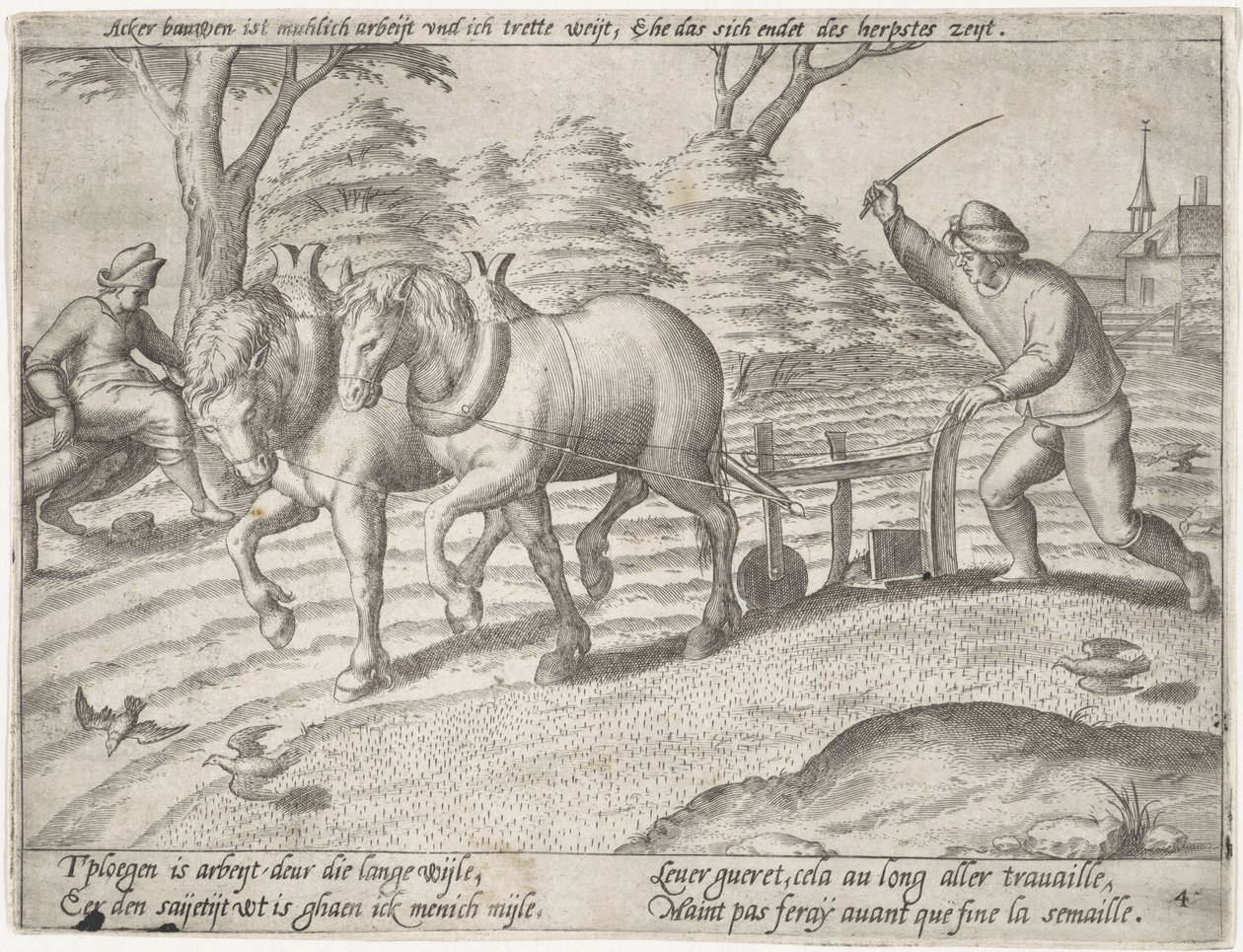 toprağı sürmek Büyüyen tahıl (seri başlığı) by Antonie Wierix (II) (possibly)