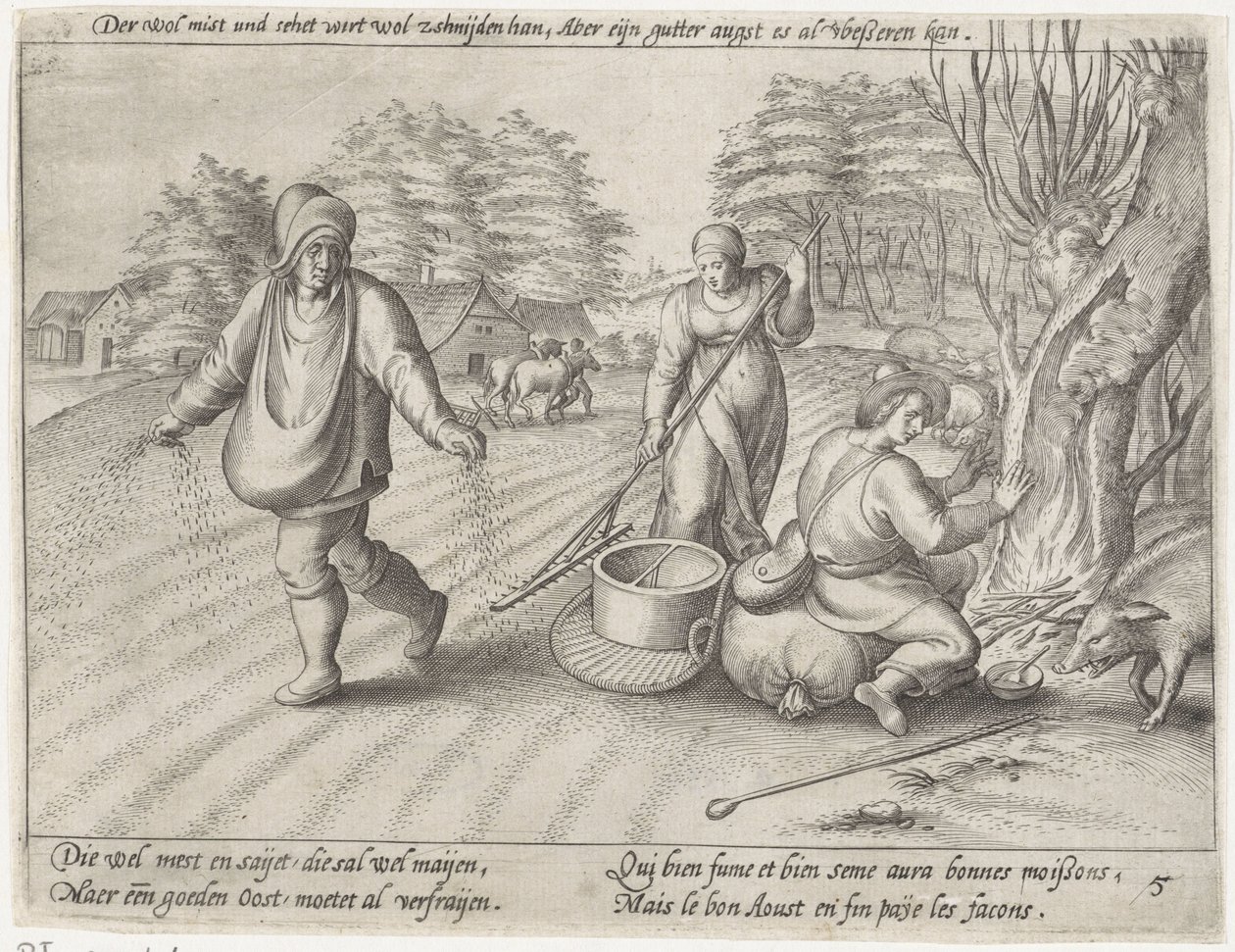 toprakta ekmek Büyüyen tahıl (seri başlığı) by Antonie Wierix (II) (possibly)