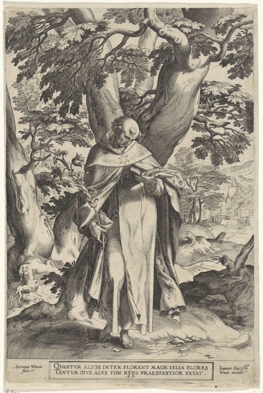 Saint Dominic ile manzara by Antonie Wierix (II)