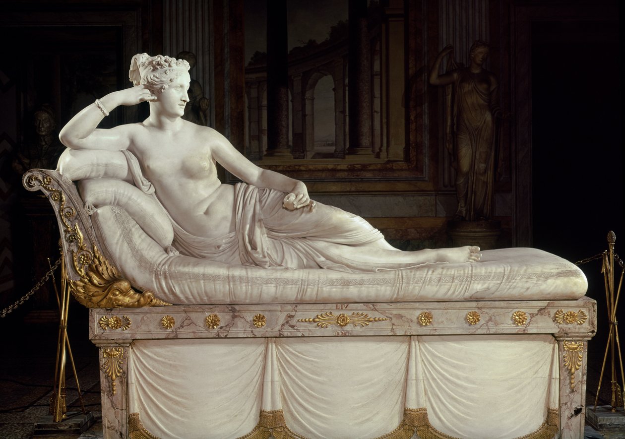 Pauline Bonaparte (1780-1825) Venüs Muzaffer olarak, 1805-08 dolayları (mermer) by Antonio Canova