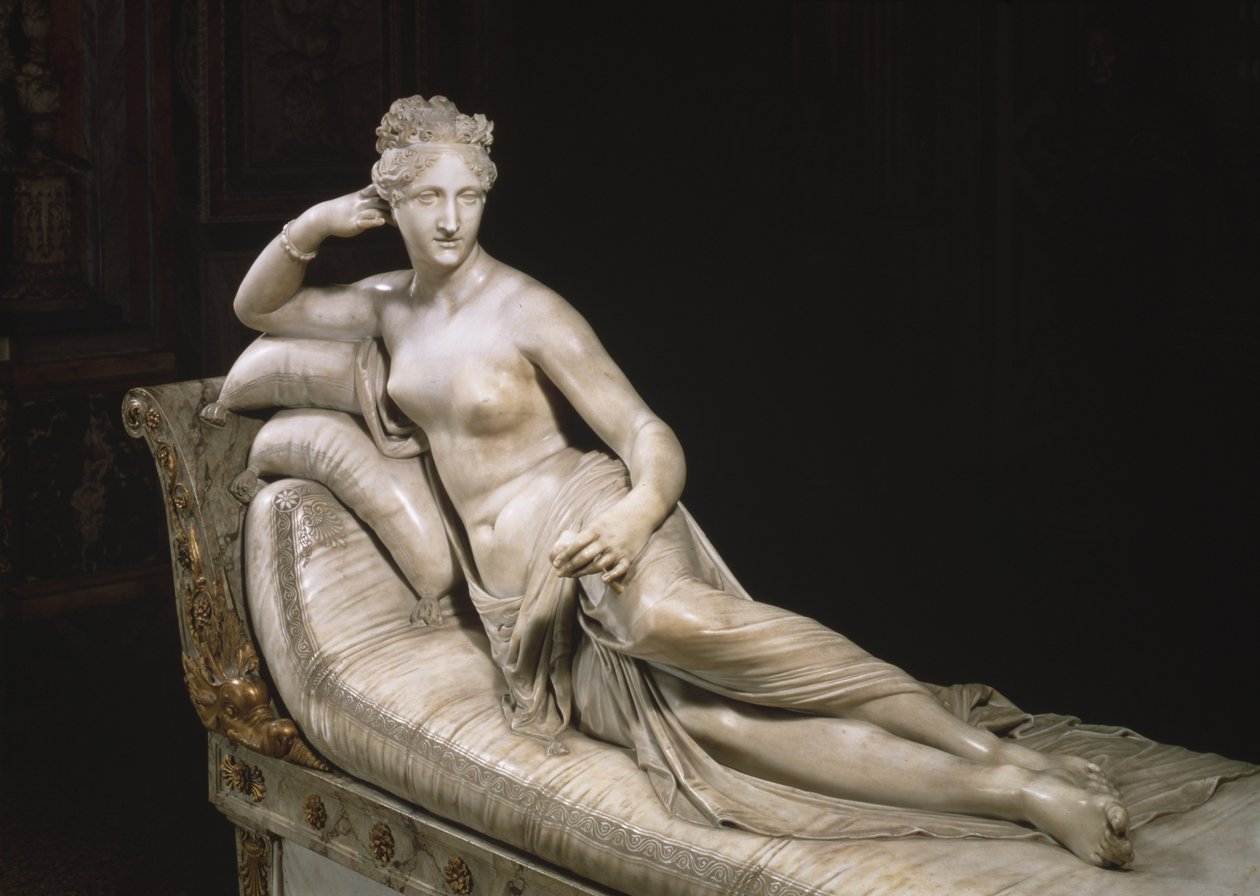 Pauline Bonaparte, Venüs Muzaffer olarak, 1805-08 dolayları (mermer) (ayrıca bkz. 20019) by Antonio Canova