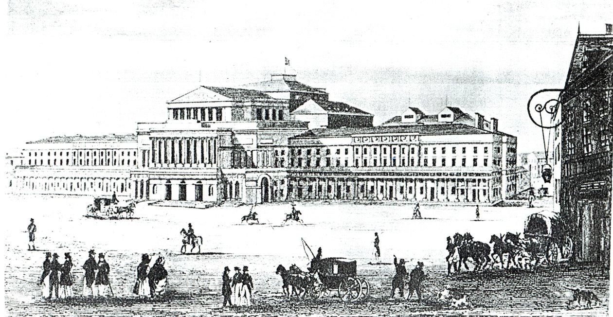 Adam Pilinski (1810-87) tarafından oyulmuş Büyük Tiyatro, Varşova