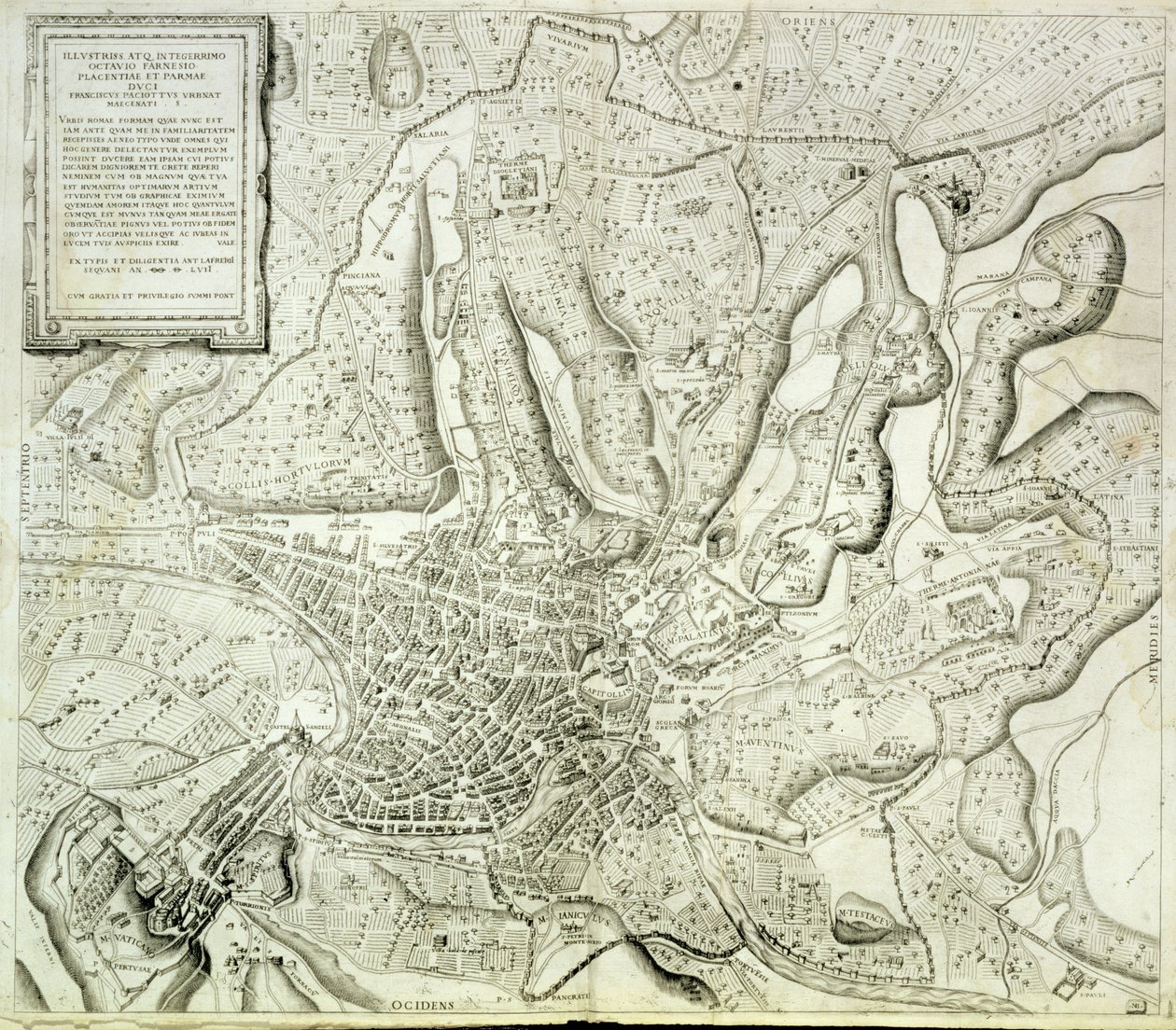 Sanatçı tarafından oyulmuş Roma şehrinin haritası, 1557 by Antonio Lafreri