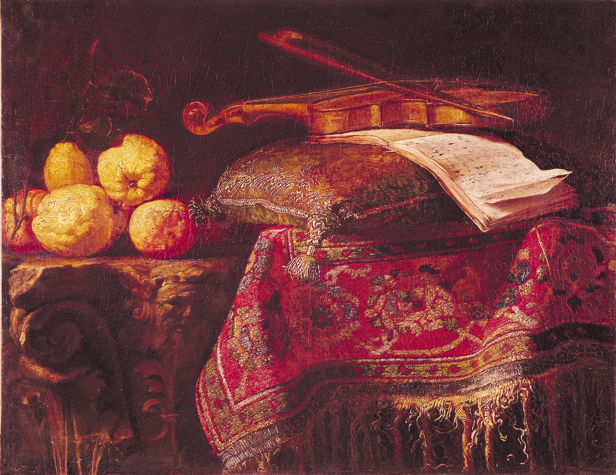 Natürmort Meyve ve Müzik Aletleri by Antonio Pereda y Salgado