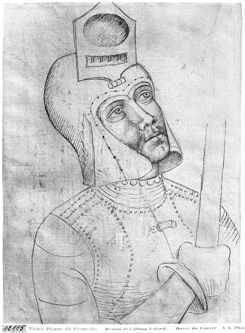 Soldier wearing a visored helmet, from the The Vallardi Album   by Antonio Pisanello
