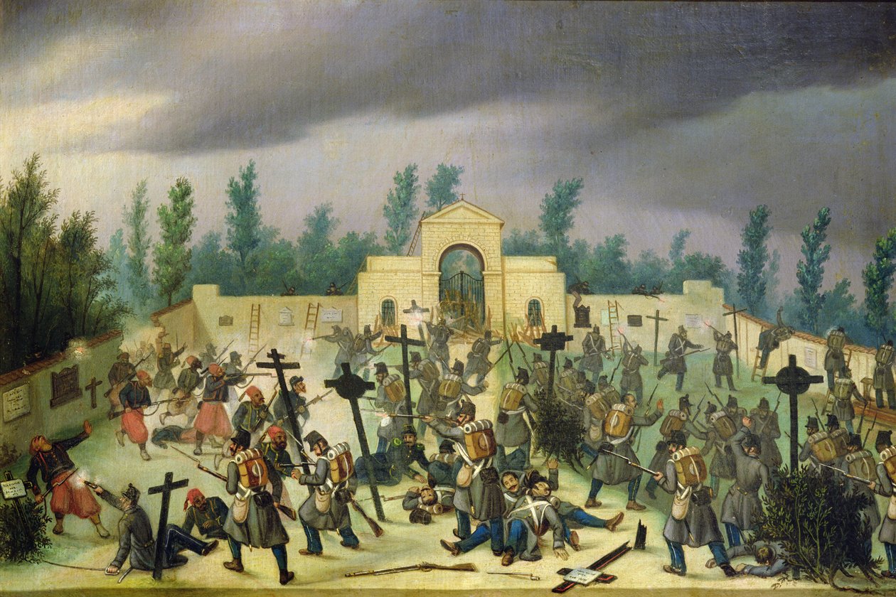 Scene from the Battle of Solferino: Fighting in the Cemetery  by Antonio Spandri