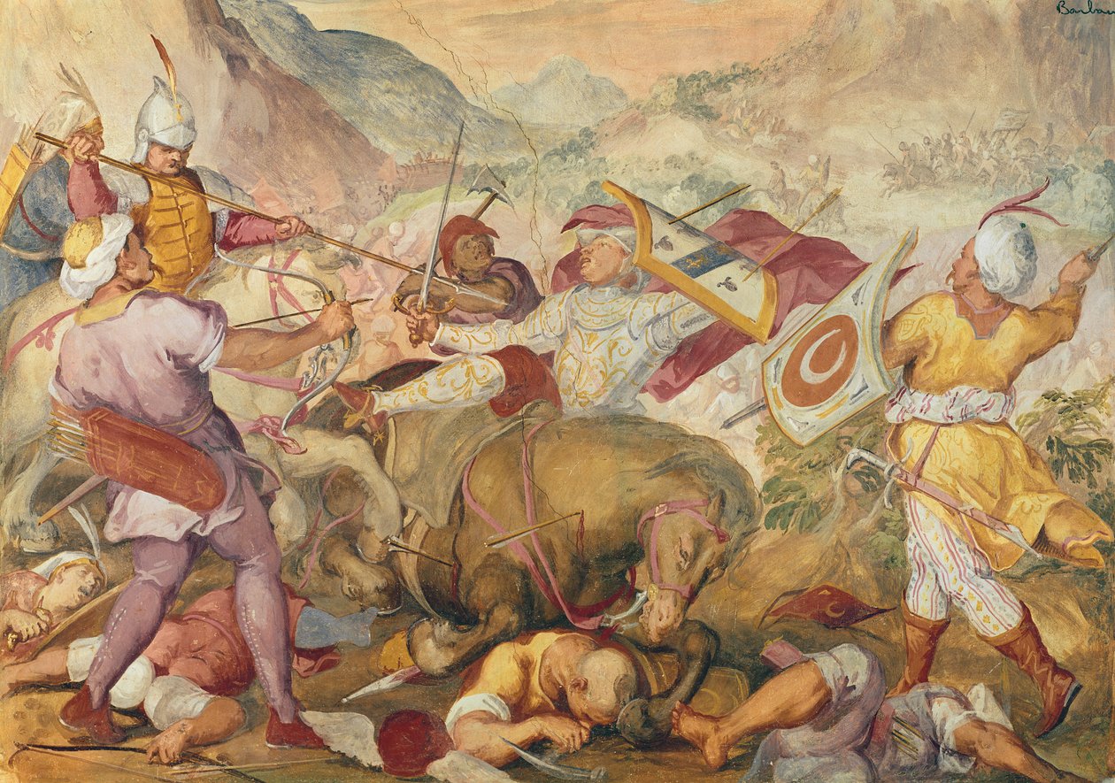 Venedikliler ve Türkler arasındaki savaş (duvar resmi) by Antonio Vassilacchi