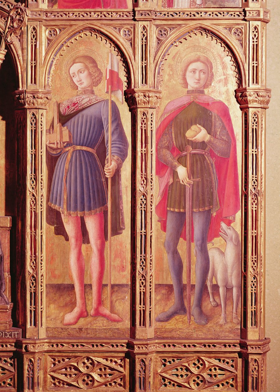 Pesaro Polyptych, iki azizin detayı by Antonio Vivarini