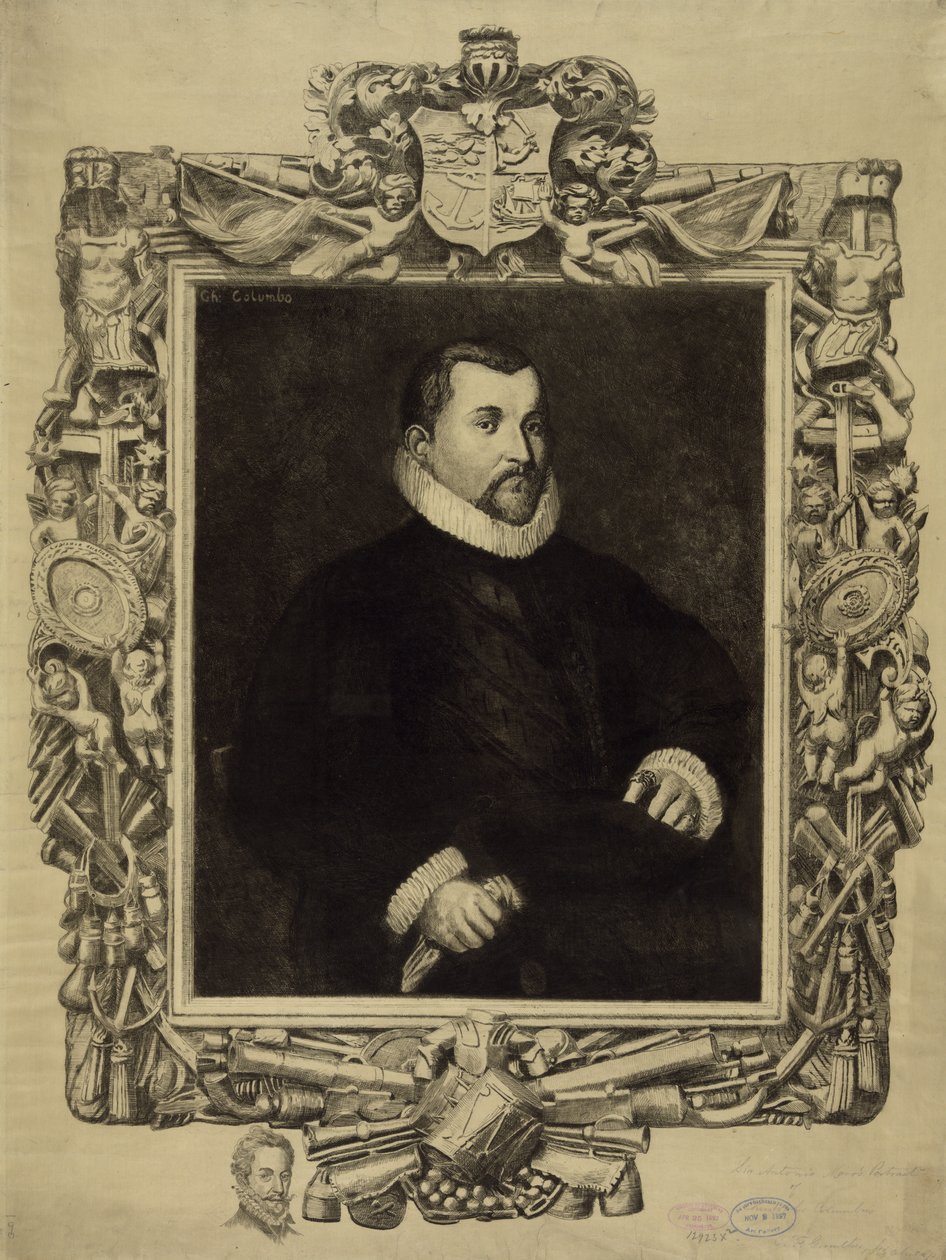 Christopher Columbus (1451-1506), c.1892 (litografi) by Antonio  Moroni