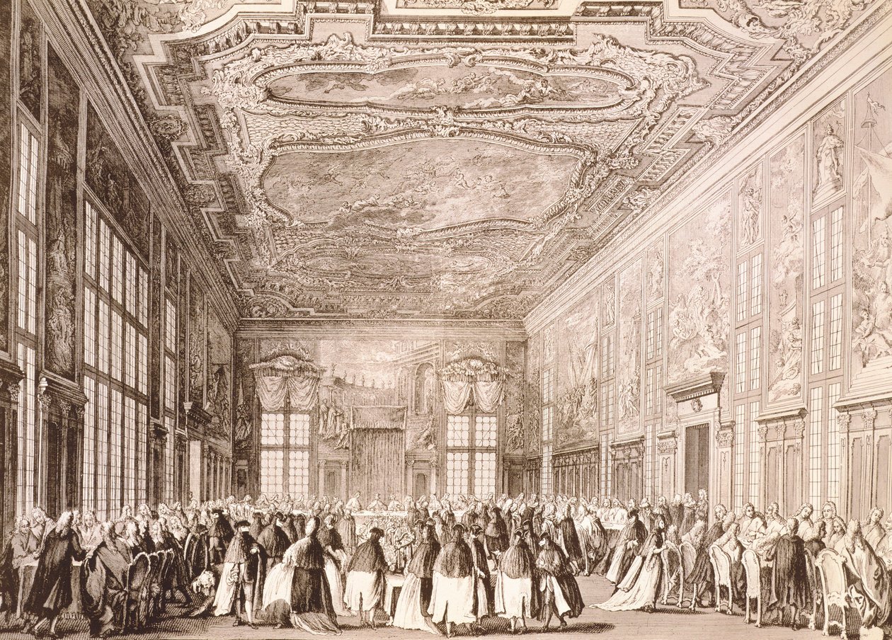 Dük partisi, Venedik Doge tarafından yabancı delegasyonların temsilcileri onuruna verilen ziyafet by Antonio (after) Canaletto