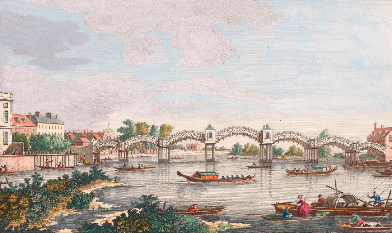 Hampton Court'ta Thames Nehri Üzerindeki Yeni Köprü by Antonio (after) Canaletto