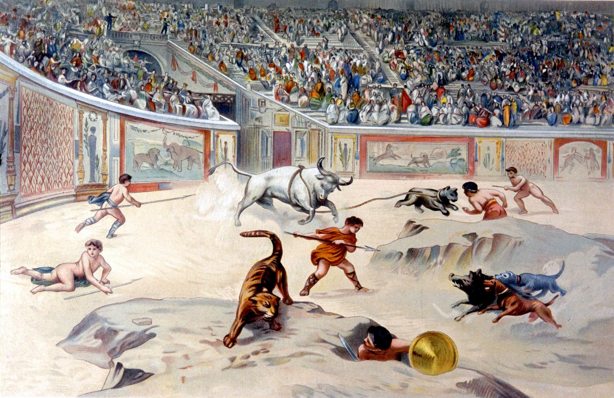 Pompei'de sirk oyunları by Antonio (after) Niccolini