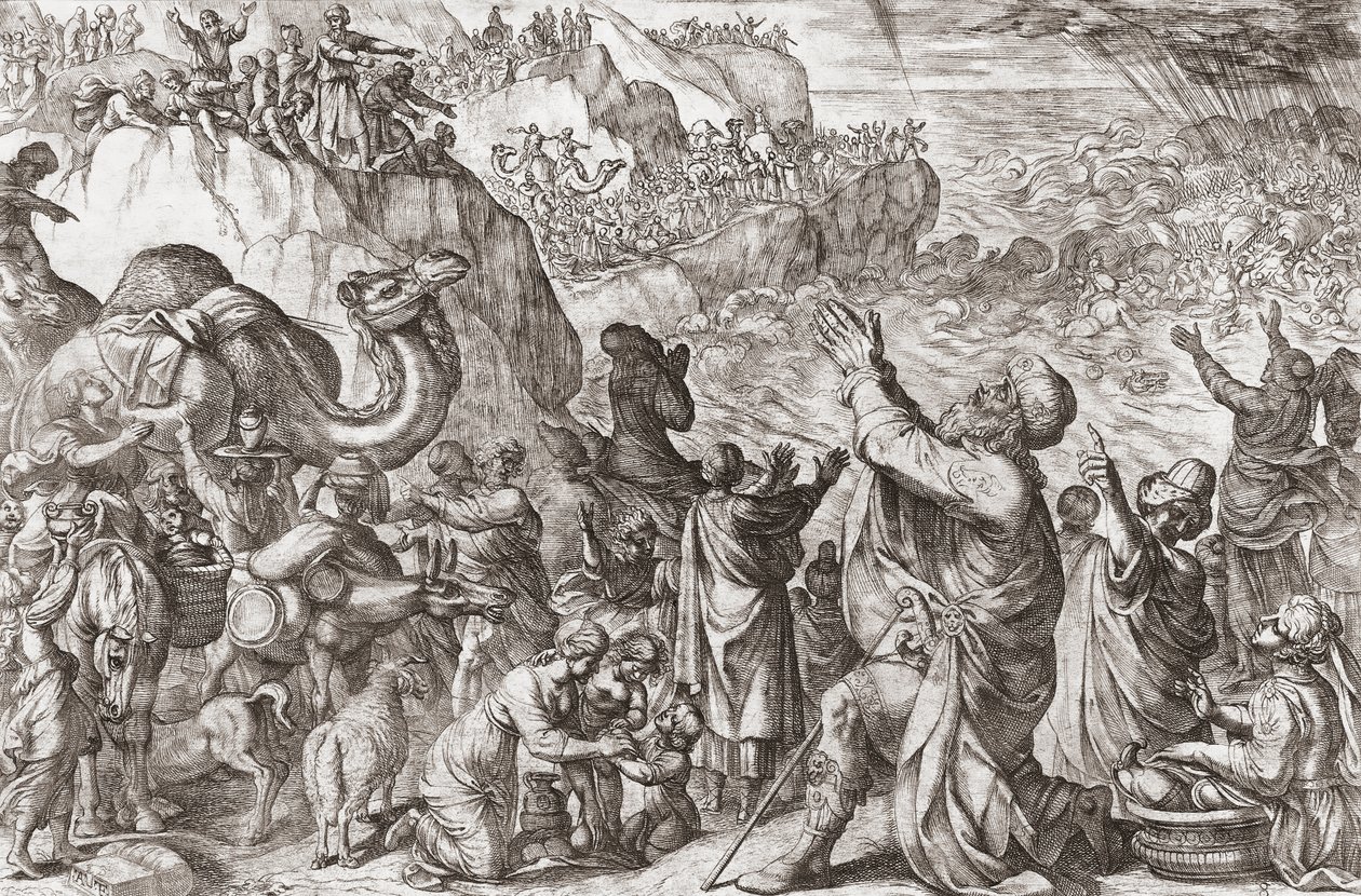 Kızıldeniz Firavun'un ordusunu boğar by Antonio (after) Tempesta
