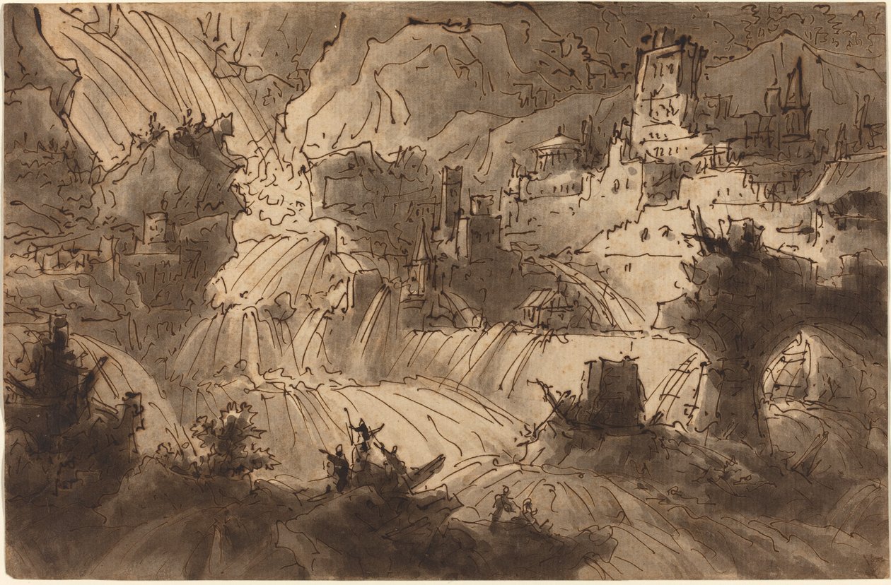 Bir Şehri Taşan Dağ Torrentleri by Antonio Basoli