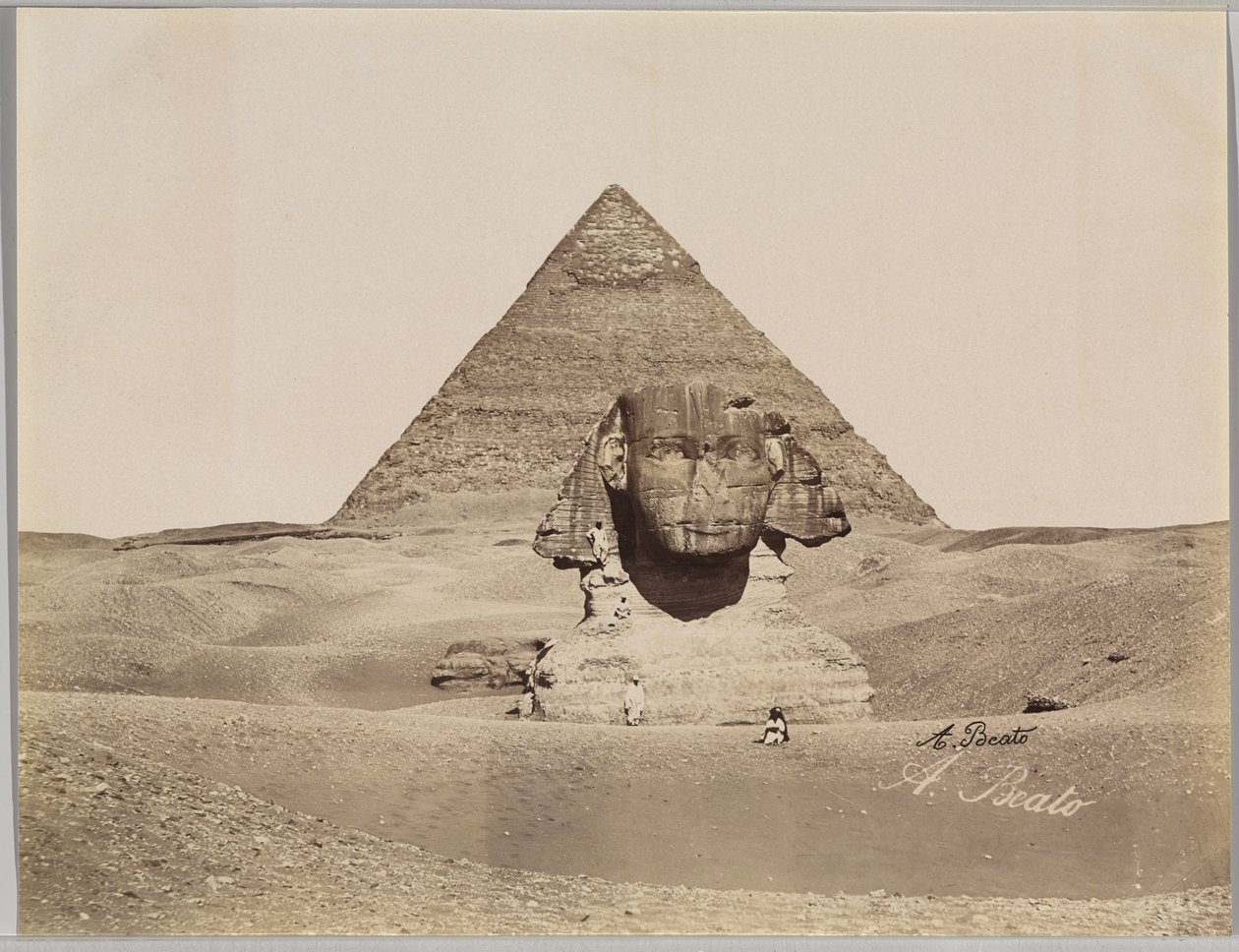 Sphinx et la Pyramide de Chephren (albüm gümüşü fotoğraf) by Antonio Beato