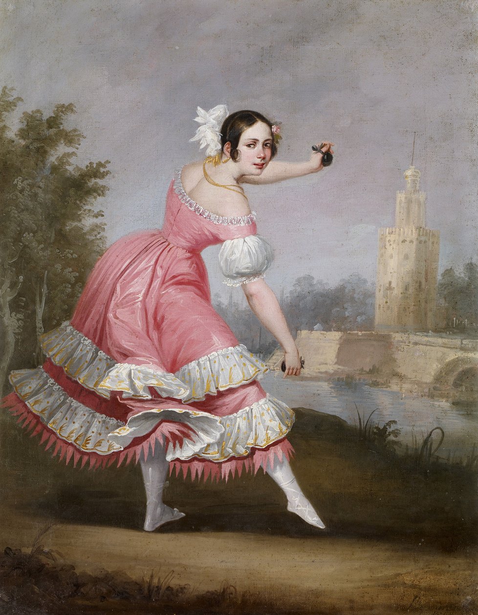 Bir Bolero Dansçısı - Cabral Bejarano, Antonio (1788-1861) - 1842 - Tuval üzerine yağlı boya - 53x42 - Museo Carmen Thyssen, Malaga by Antonio Cabral Bejarano