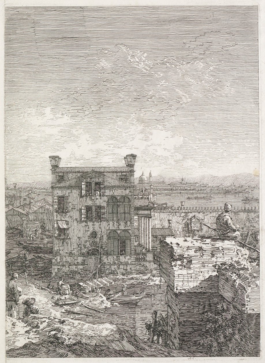 Manzaralar: Altı Sütunla Çevrili Bir Ev, 1735-1746. by Giovanni Antonio Canal