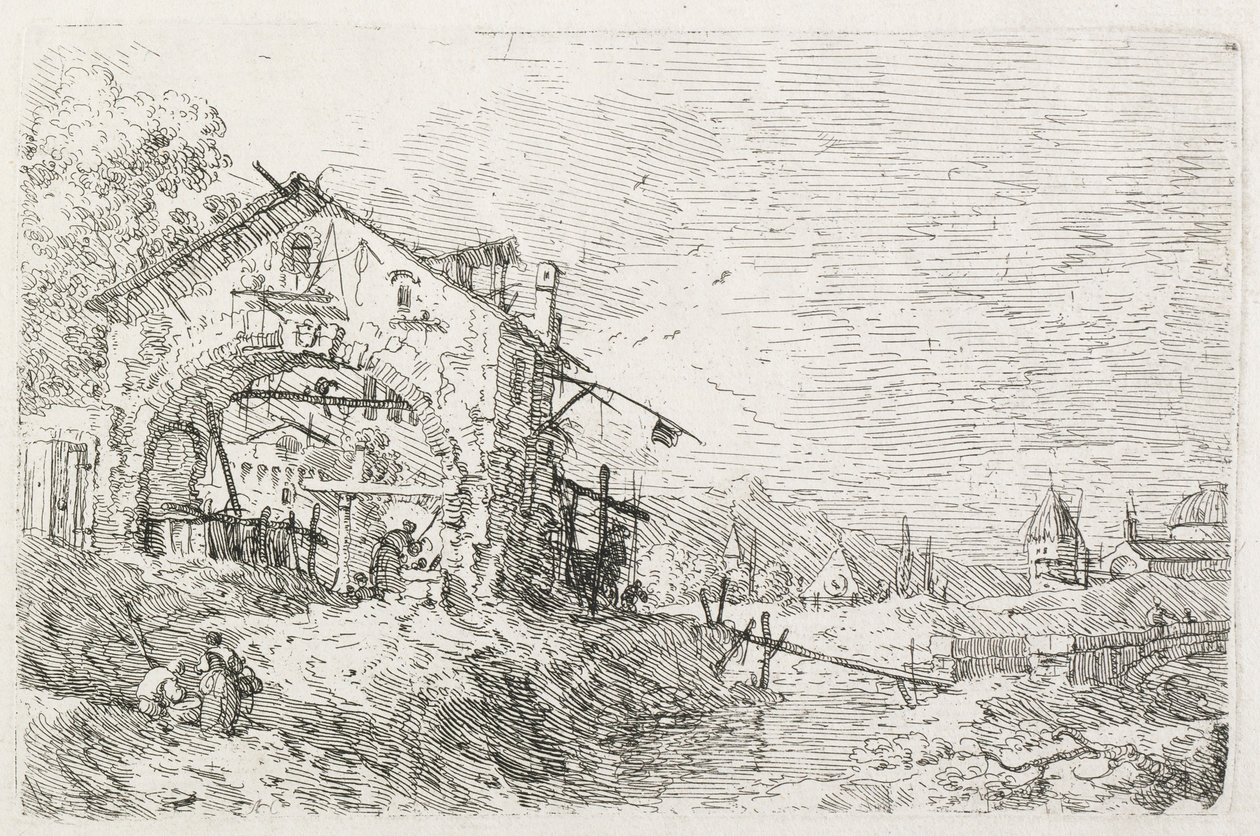 Görüntüler: Kemer Altında Su Çeken Bir Kadın, 1735-1746. by Giovanni Antonio Canal