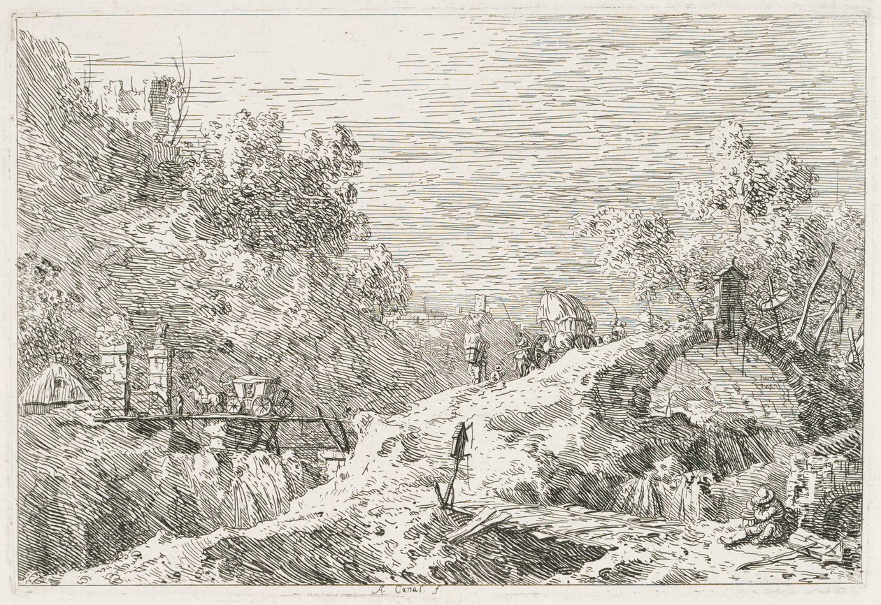 Manzara: Beş Köprülü Dağ Manzarası by Antonio Canaletto