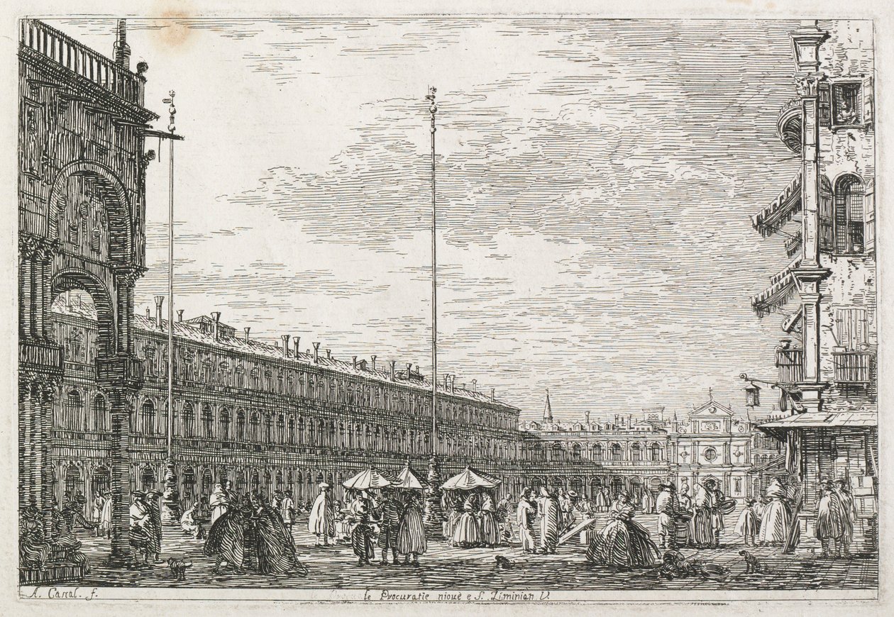 Manzara: Procurators Palace ve St. Géminien Kilisesi, Venedik, 1735-1746. by Giovanni Antonio Canal