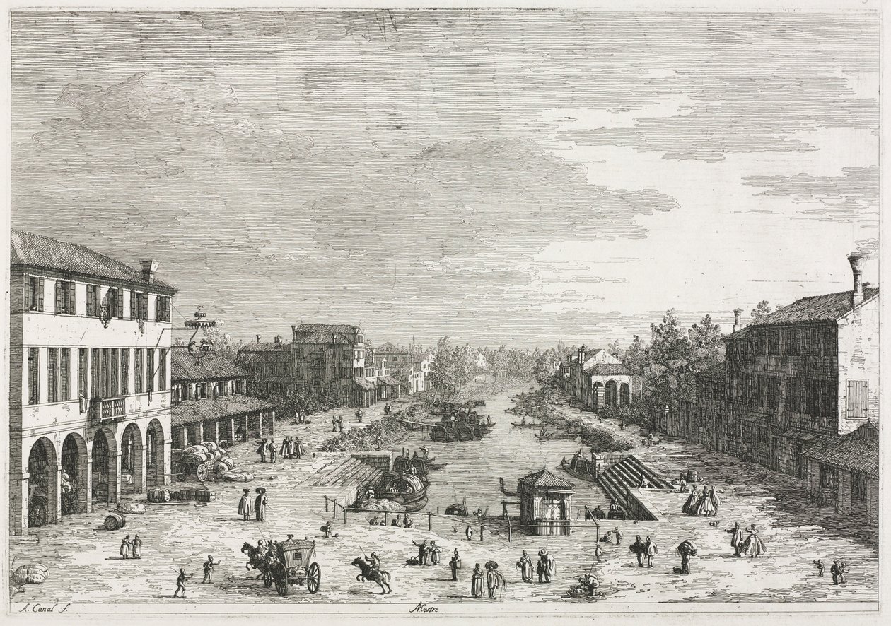Manzaralar: Venedik Eyaletinde bir Kasaba olan Mestre'den manzaralar, 1735-1746. by Giovanni Antonio Canal