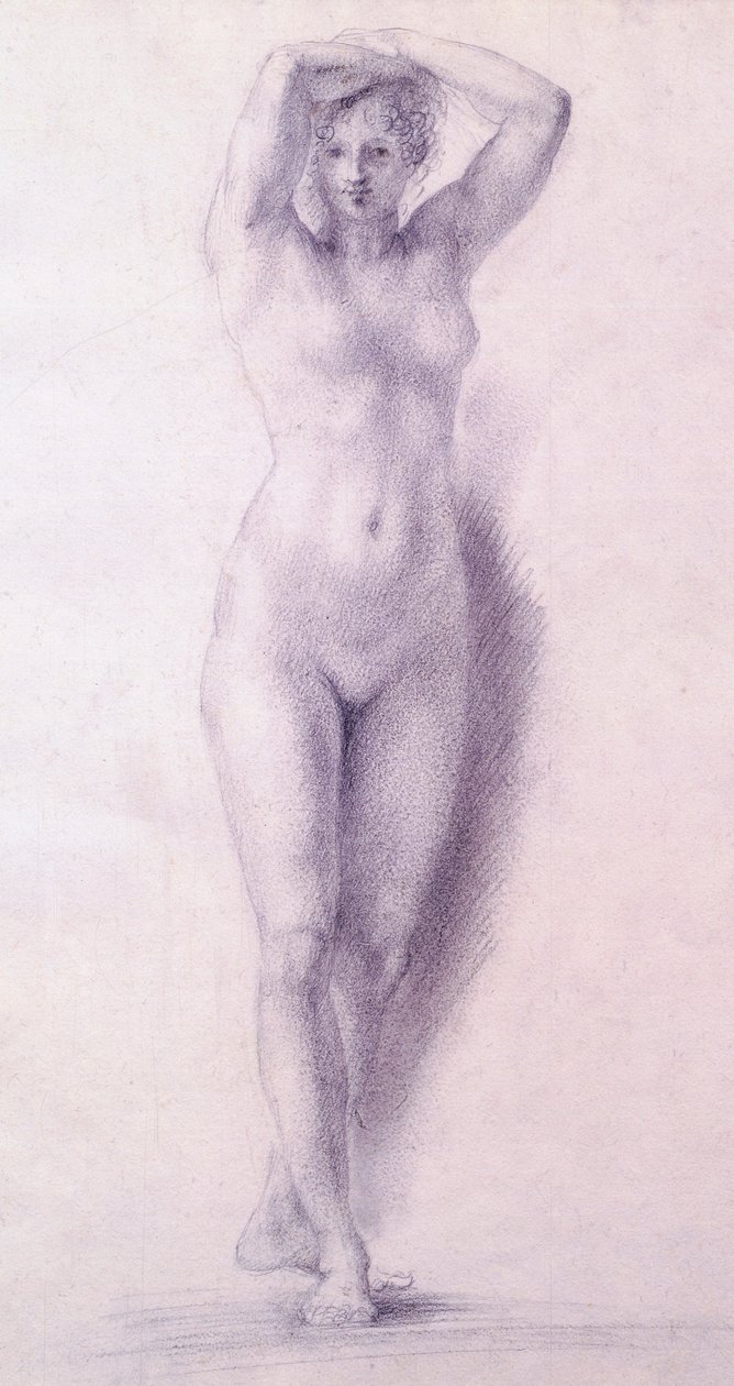 Antonio Canova (1757-1822) tarafından kaldırılmış kolları olan kadın figürü, çizim by Antonio Canova