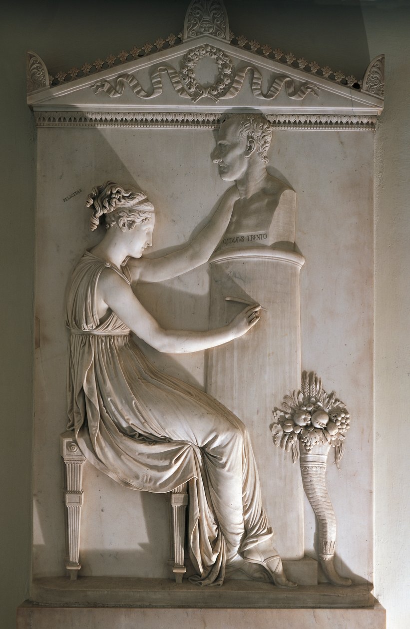 Antonio Canova (1757-1822) tarafından yapılan Ottavio Trento mezar steli, mermer, Vicenza, Veneto