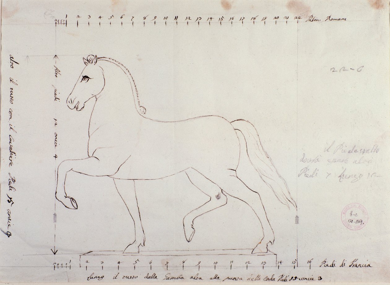 Binicilik anıtı için bir at için çalışma (çizim by Antonio Canova