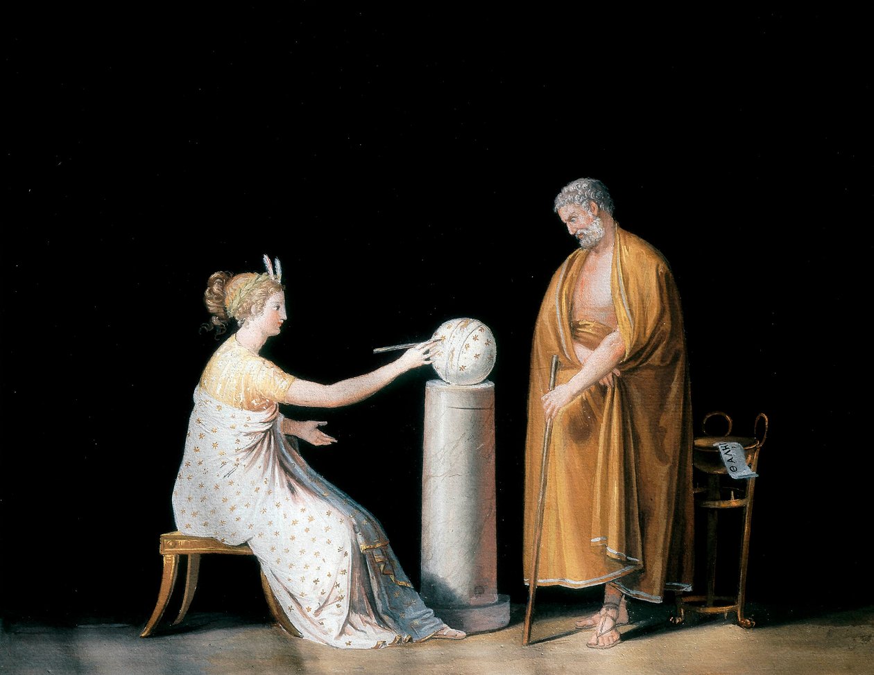 İlham perisi Urania ve Thales. Tempera, Antonio Canova (1757-1822), yaklaşık 1798. by Antonio Canova